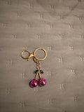 Metallic pink cherries keychain/bag charm