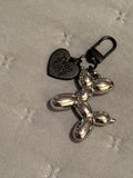 Silver Dog bag charm