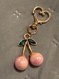 pearl light pink cherry bag charm